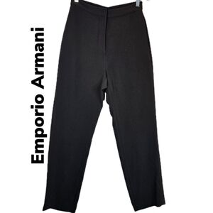 Emporio Armani Black Crepe Casual to Dressy Elastic Back High Waist Pants sz 38